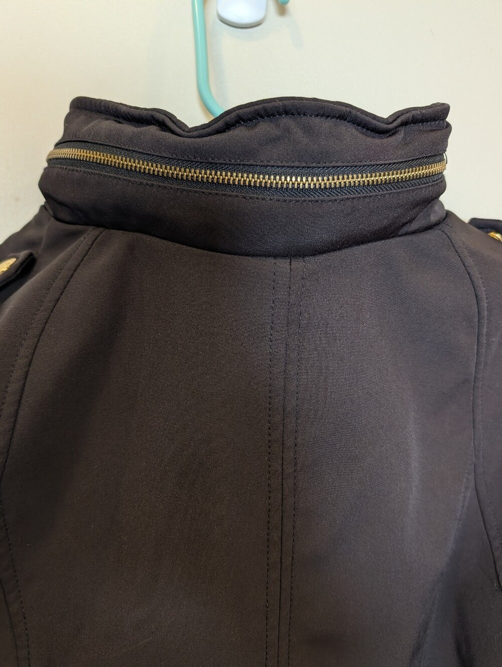 Michael Kors Black Softshell Hooded Belted Utility Jacket Coat Medium - Picture 9 of 9